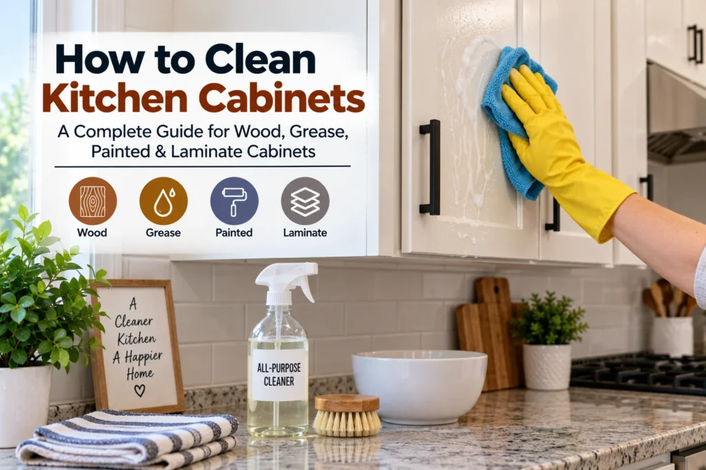 How to Clean Kitchen Cabinets | A Complete Guide for Wood, Grease, Painted & Laminate Cabinets
